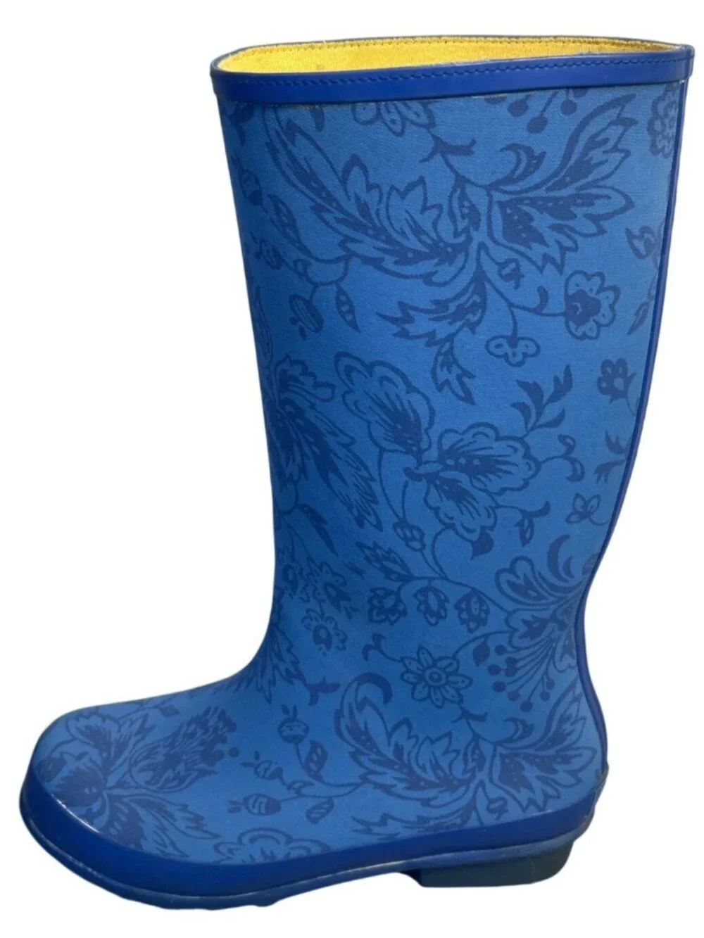 L.L.Bean Wellie Rain Boots Women's 9M Blue Floral Waterproof Rubber Gardening